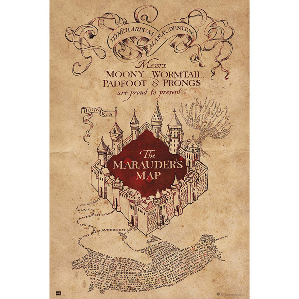 Harry Potter 61x91,5 cm Marauders Map Film Kino Movie Poster Hogwarts 