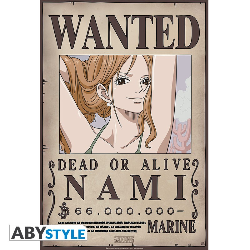 STICKERS AUTOCOLLANT TR.POSTER A4 MANGA ONE PIECE WANTED NAMI DEAD OR ALIVE. 