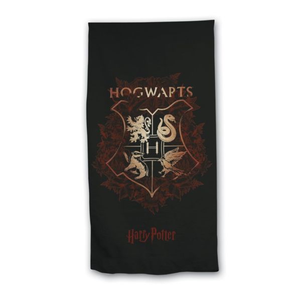 Toalla Negra Escudo Hogwarts Harry Potter 140 x 70 cms