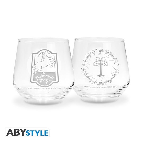 Prancing Ponyand Gondor Tree Crystal Glasses The Lord of the Rings