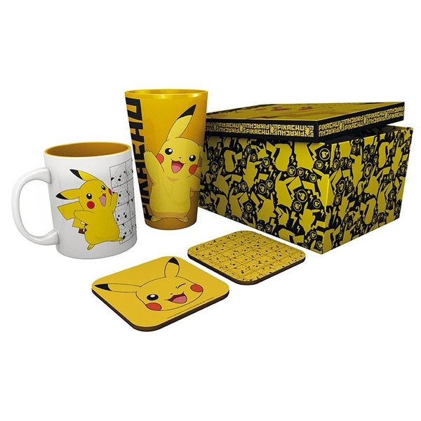Pikachu Cup Glass and Coasters Set Pokemon
