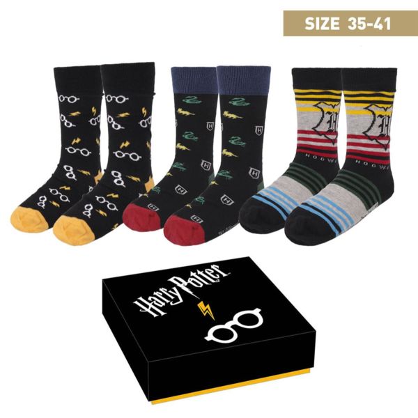 Calcetines Hogwarts y Harry Potter Pack Harry Potter Talla 35-41