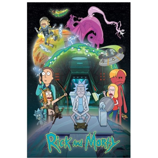 Poster Aventura en el Baño Rick Y Morty 61 x 91 cms