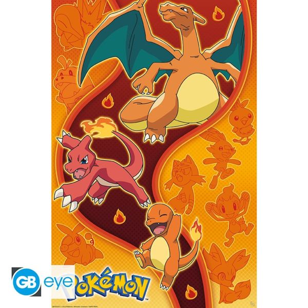 Poster Tipo Fuego Pokemon 91,5 x 61 cms