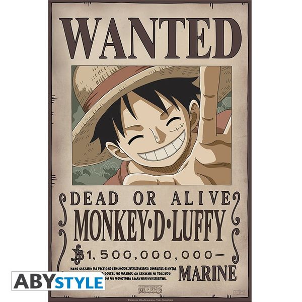 One Piece Poster Luffy Wanted 52 x 35 cms