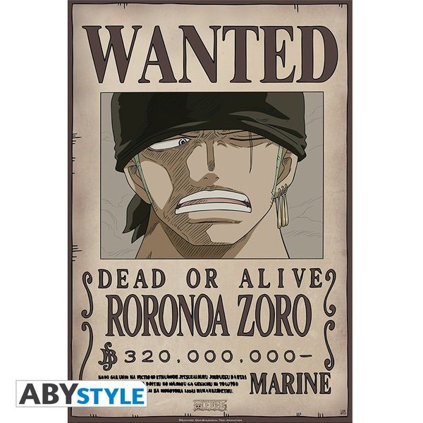 Poster Zoro Wanted One Piece 52 x 35 cms