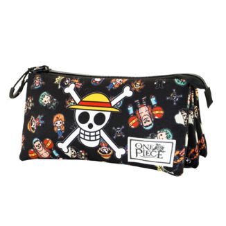 Skull & Chibi Characters Pencil Case Triple One Piece