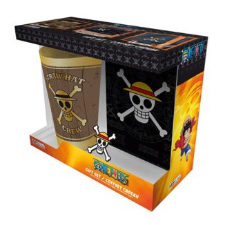 Straw Hat Crew Glass Pin and Notebook A6 Set One Piece 400 ml