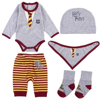 Pack Regalo Para Bebe Body Pantalon Gorro Calcetines Babero Gryffindor Harry Potter