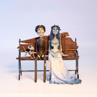 Set Figura Victor y Emily sentados en banco La Novia Cadáver Tim Burton