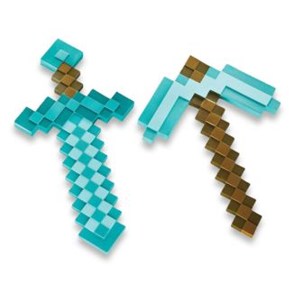 Diamond Pickaxe and Sword Minecraft Replica Set