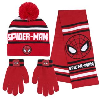 Spiderman Set Beanie Hat Scarf Gloves Marvel Comics