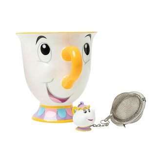 Chip and Mrs Pots Tea Cup and Infuser Set Beauty and the Beast Disney 