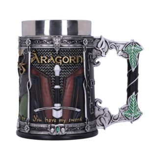 Hand Painted Aragorn Legolas Gimli Tankard The Lord of the Rings 600 ml 