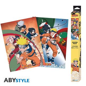 Poster Equipo 7 y Enfrentamiento Naruto vs Sasuke set Naruto 52 x 38 cms