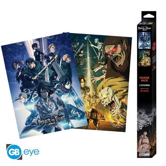 Fighting 2 Posters Set Attack on Titan 52 x 38 cms