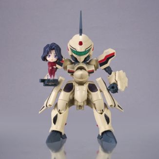 Macross Plus Vehículo con Figura Tiny Session YF-19 (Isamu Alva Dyson Use) with Myung Fang Love 11 cm